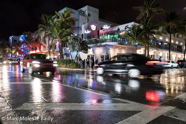 Photography by Marc Moles le Bailly - North America - Rain At Nigth On Miami Beach